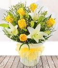 Yellow Rose and Lily Bouquet