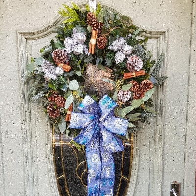 Silver and Blue Christmas Wreath