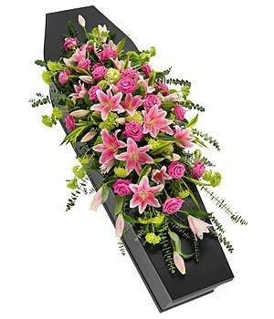 Rose and Lily Coffin Spray