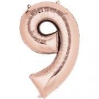 Large Rose gold number 9