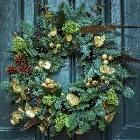 Gold and Blue Christmas Wreath